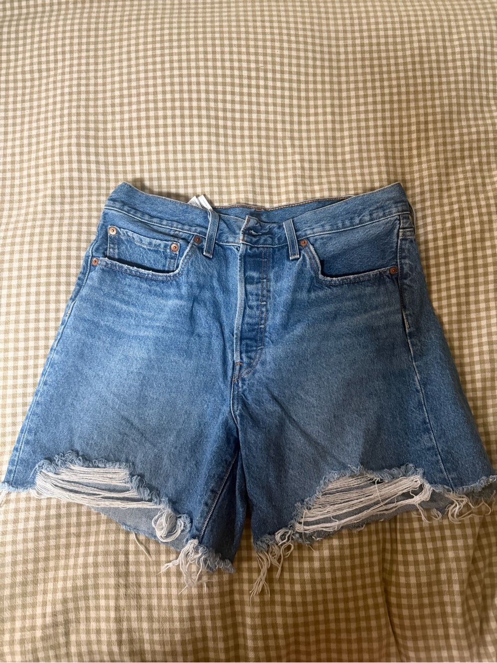 Levi's Distressed Light Blue Denim Shorts